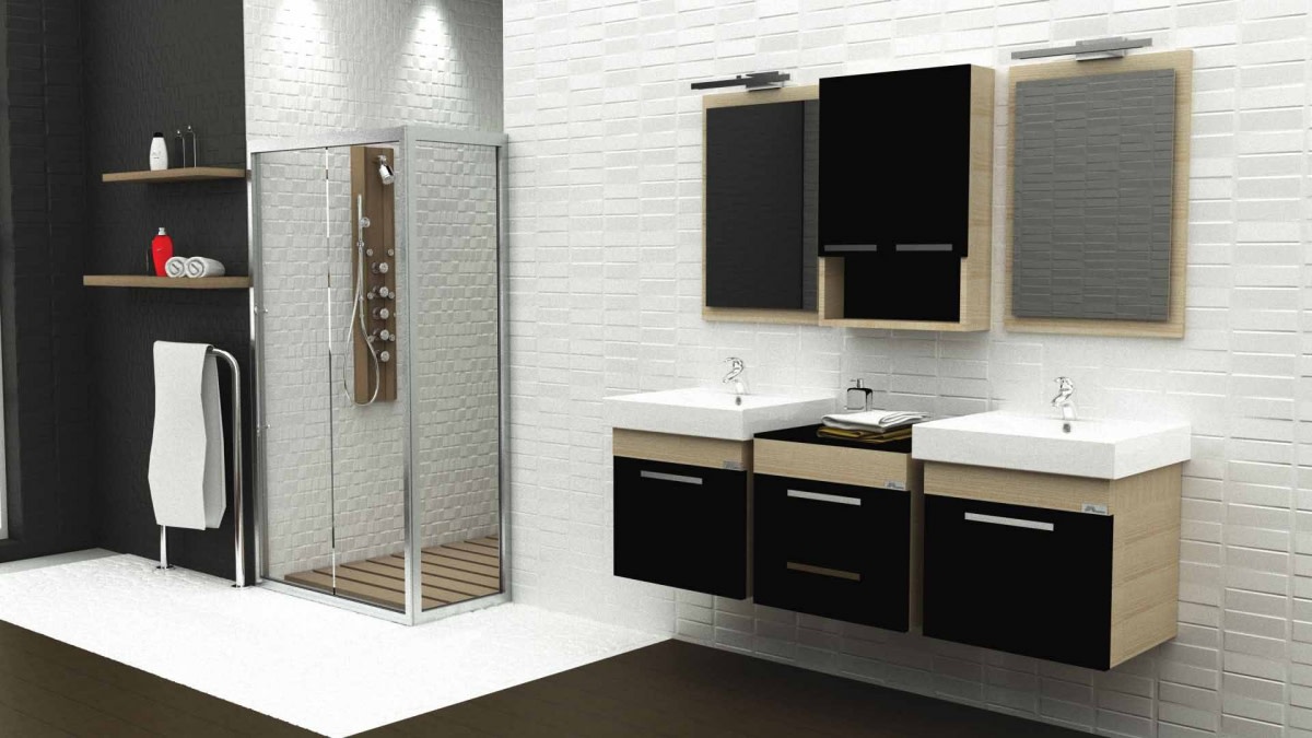 Wooden Sectional Cabinets And Glass Enclosure In Bathroom by Hemant Sahni Modern | Interior Design Photos & Ideas