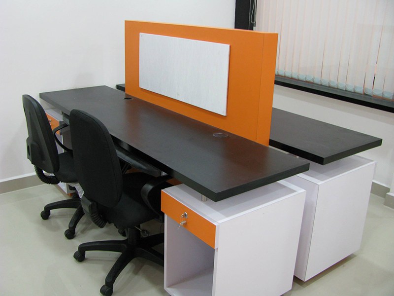Orange And White Work Station by Jerry Meshach J Minimalistic | Interior Design Photos & Ideas