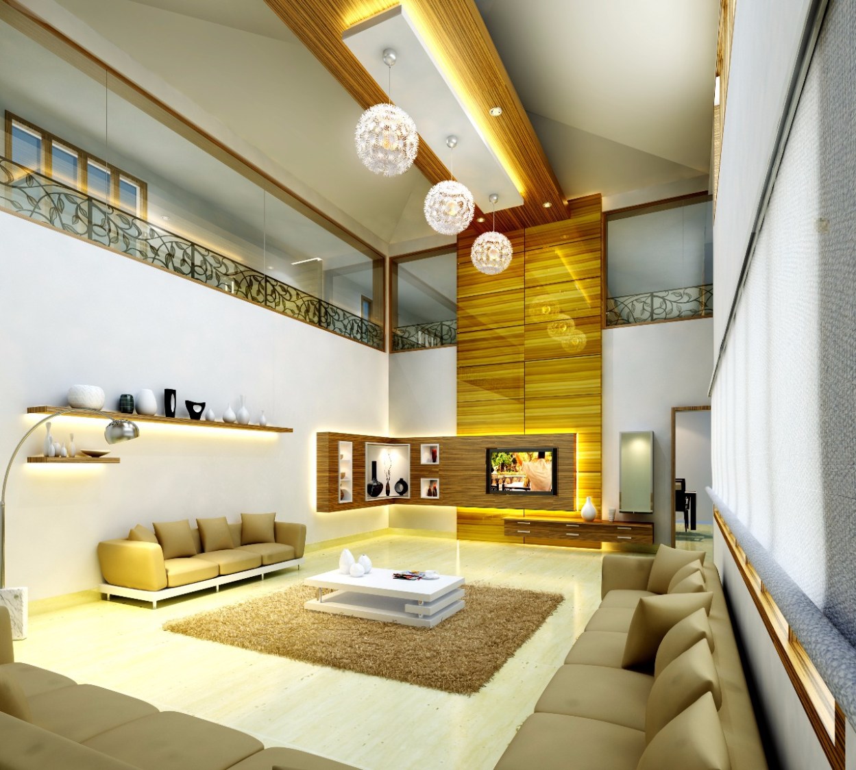 White Smoke Living Room With Golden Touch by Jerry Meshach J Living-room Modern | Interior Design Photos & Ideas