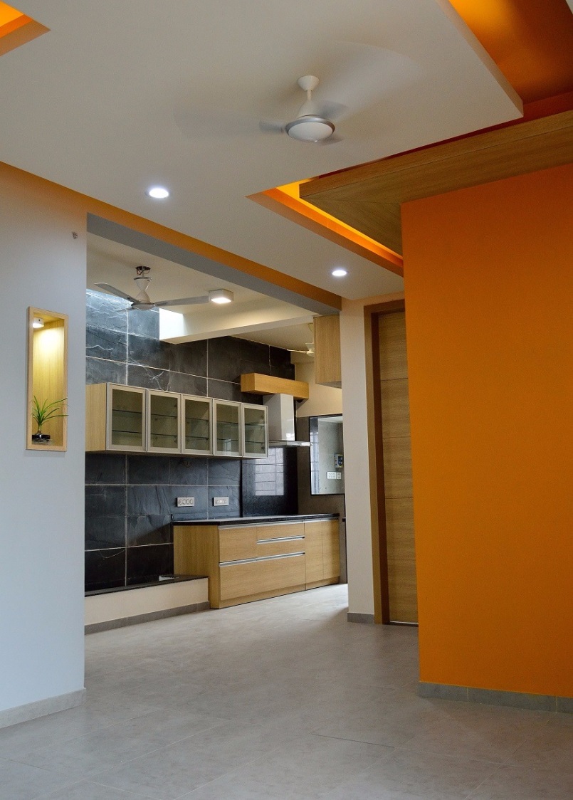 Orange And White Hallway by Jerry Meshach J Indoor-spaces Minimalistic | Interior Design Photos & Ideas