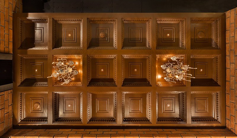 Wooden Square Design 3D Ceiling by Namah Design Studio | Interior Design Photos & Ideas