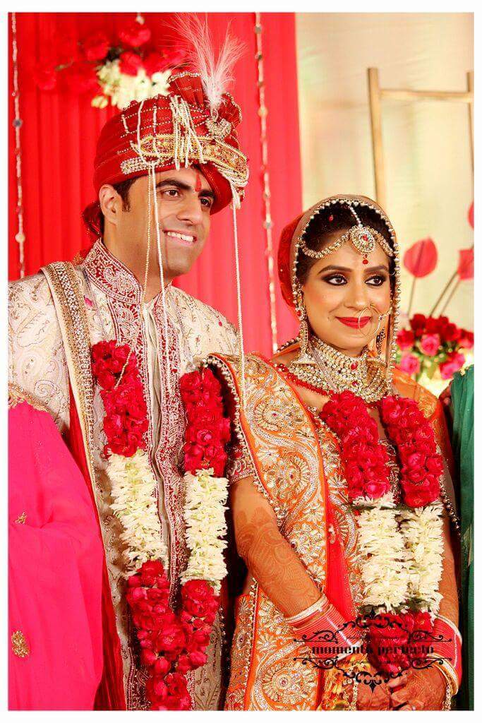 Bride Wearing Red And Golden Gemstone Bridal Set by Preeti Sharma Wedding-photography Bridal-jewellery-and-accessories Bridal-makeup | Weddings Photos & Ideas
