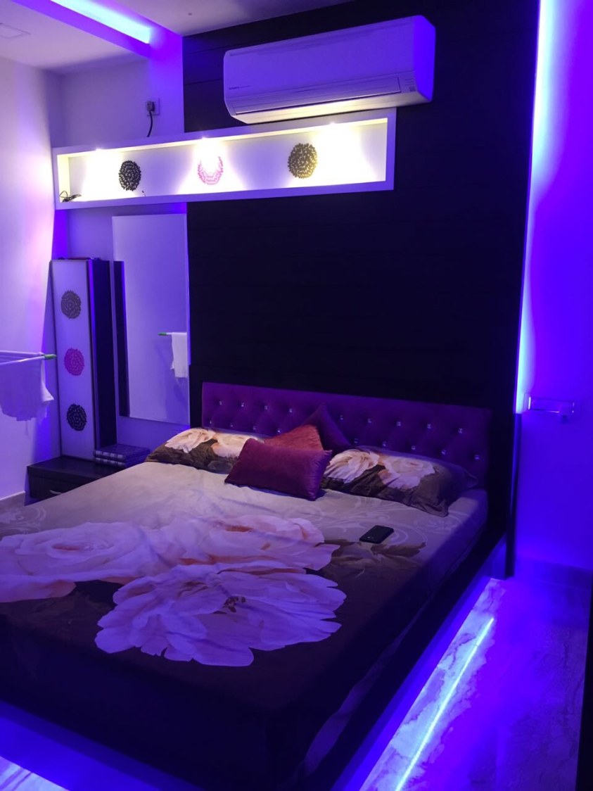 Neon Nighttime by Interiors Bedroom Contemporary | Interior Design Photos & Ideas