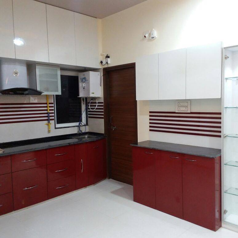 Cherry And White Modular Kitchen by Jyoti Yadav Modular-kitchen Modern | Interior Design Photos & Ideas