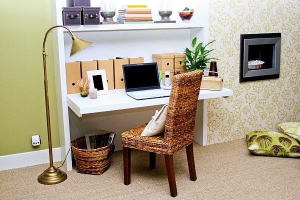 Honeydew Study Table With Textured Wall by Jyoti Yadav Bedroom Modern | Interior Design Photos & Ideas
