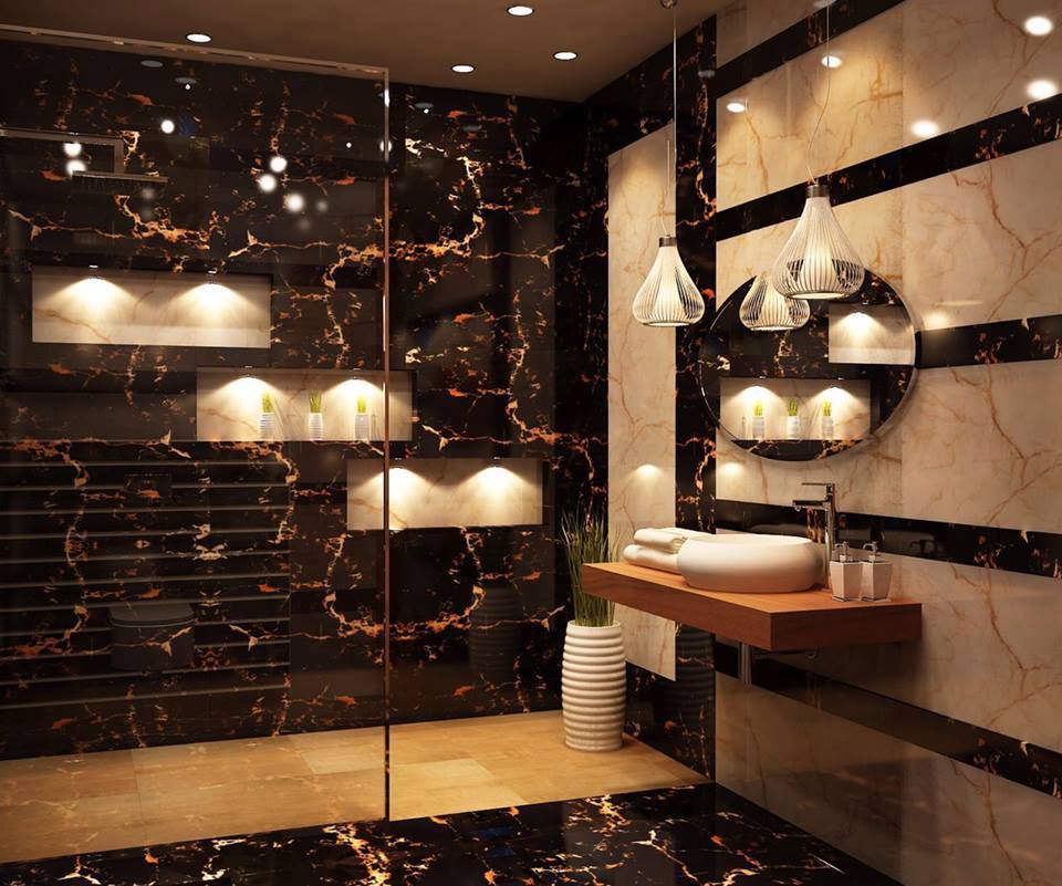 Artistic Bathroom With Texture by Jyoti Yadav Bathroom Modern | Interior Design Photos & Ideas
