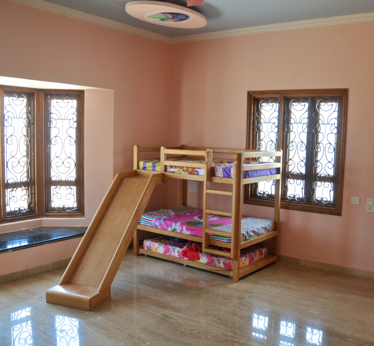 Wooden Bunk Bed With Slide For Kid's Bedroom by Viraf Laskari Bedroom Contemporary | Interior Design Photos & Ideas