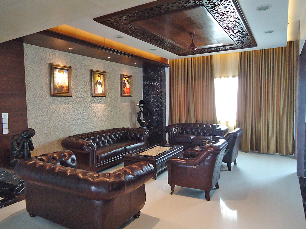 Lavish Living Room With Chocolate Colored Furniture by Nidhi Challani Metha Living-room Contemporary | Interior Design Photos & Ideas