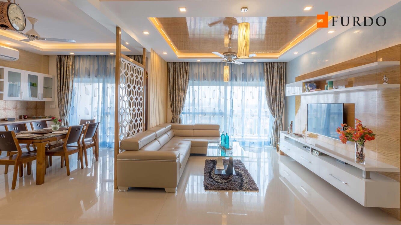 Living Room With Glass Top Center Table and marble flooring by Furdo.com Living-room Modern | Interior Design Photos & Ideas