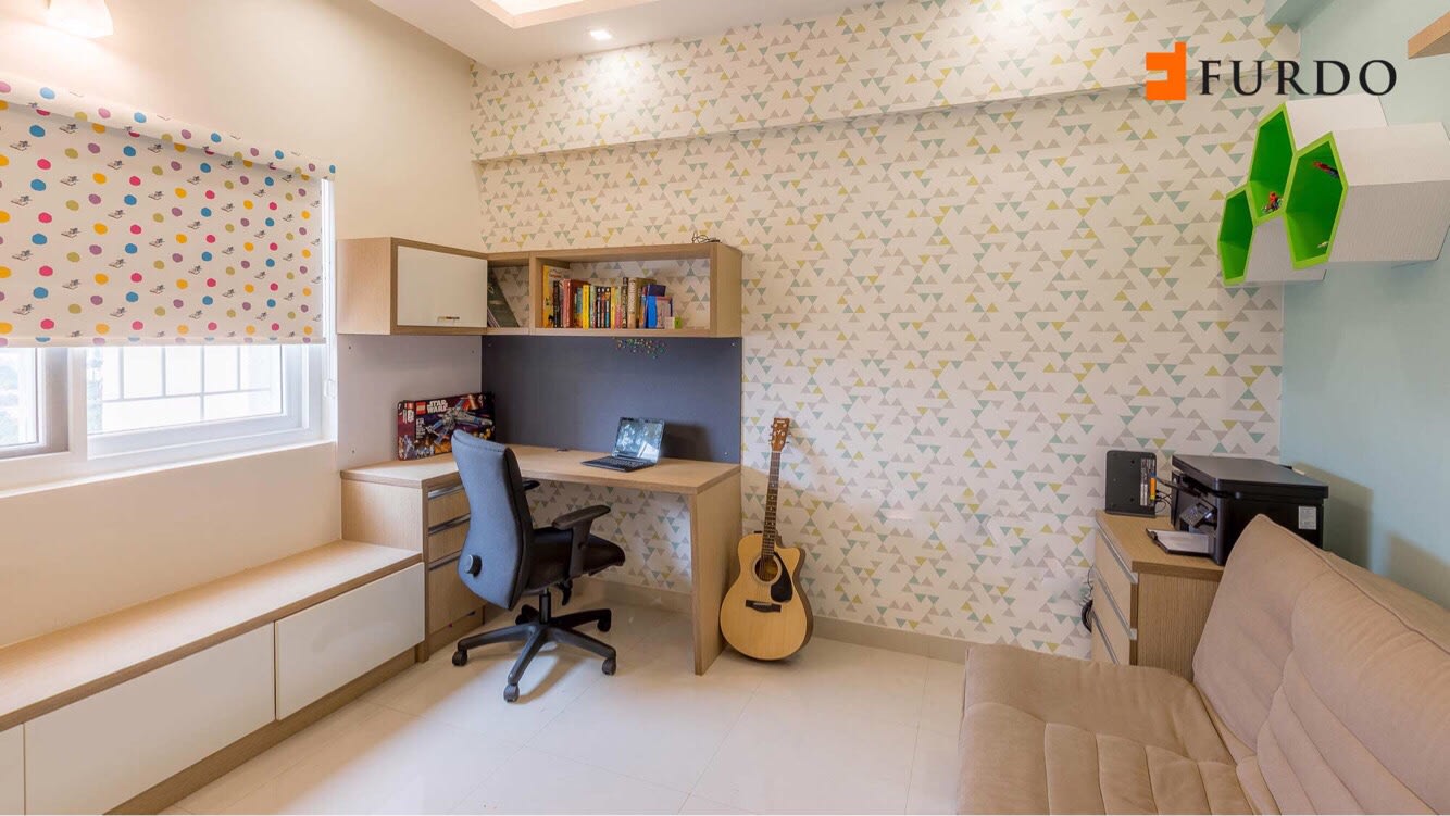Study Room With Wall Art and marble flooring by Furdo.com Indoor-spaces Modern | Interior Design Photos & Ideas