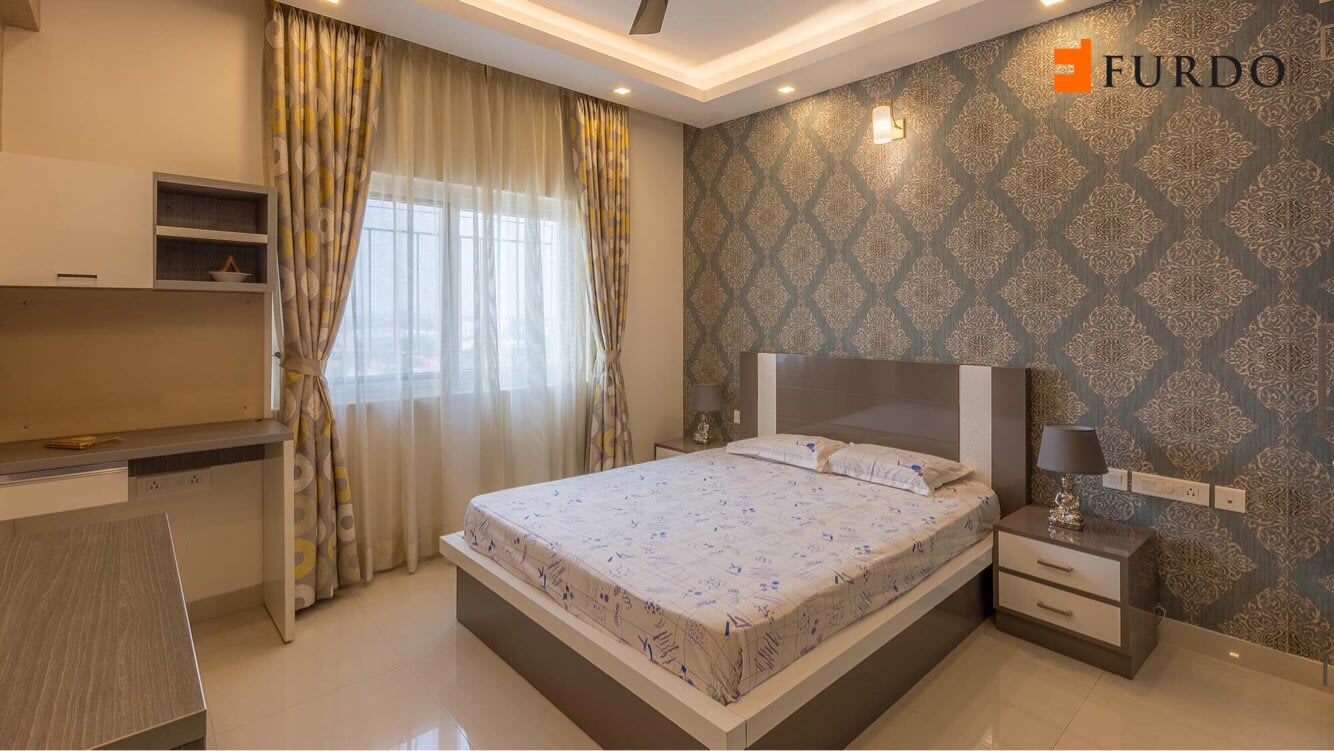 Bedroom With Modern Wall Art And Marble Flooring by Furdo.com Bedroom Modern | Interior Design Photos & Ideas