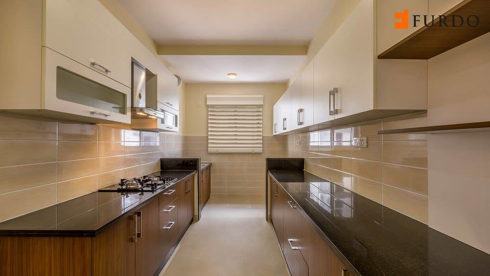 Parallel Kitchen With Marble Top Cabinets by Furdo.com Modular-kitchen Modern | Interior Design Photos & Ideas