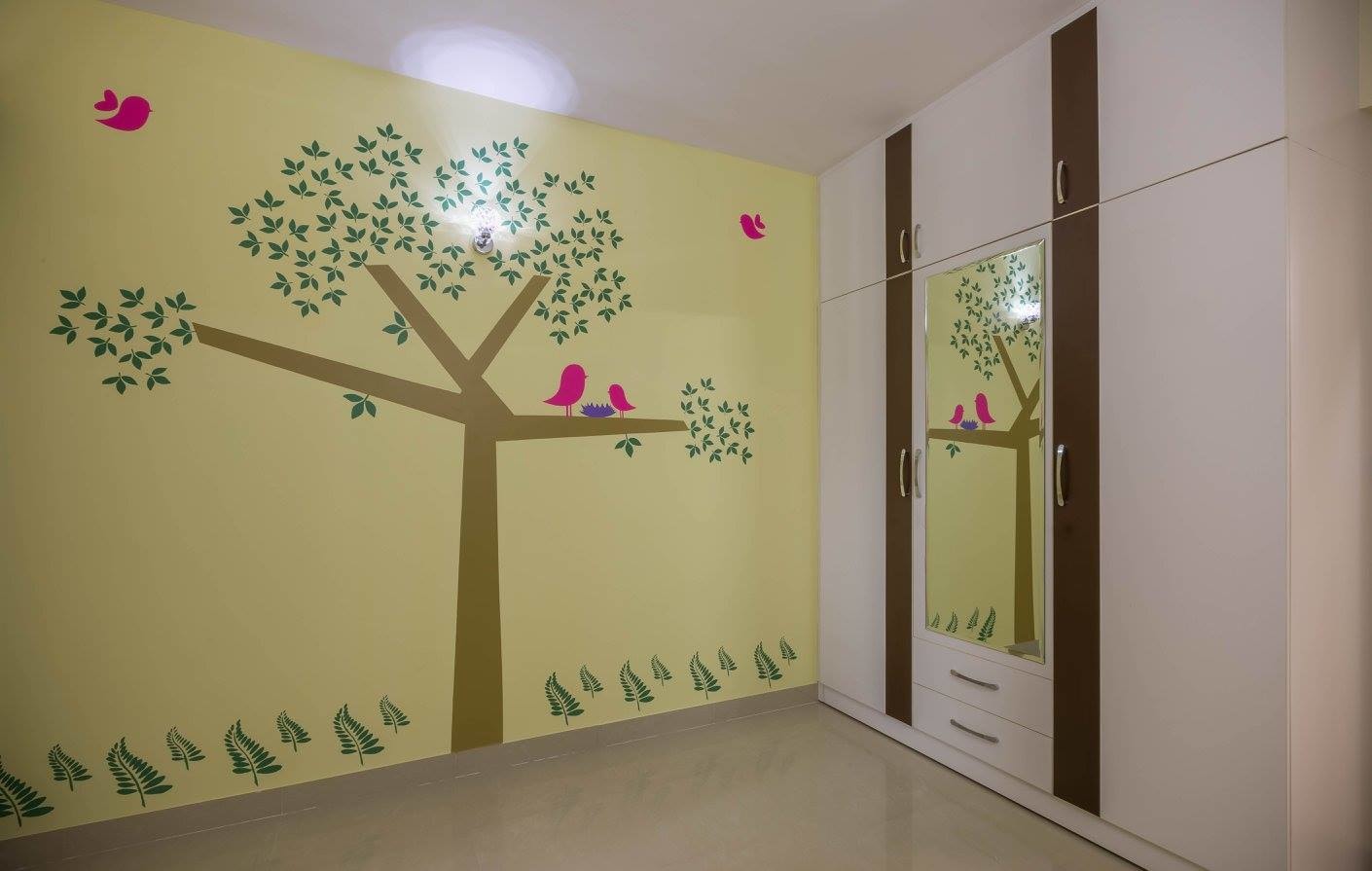 Bedroom With Wardrobe And Amazing Wall Art by Furdo.com Bedroom Modern | Interior Design Photos & Ideas