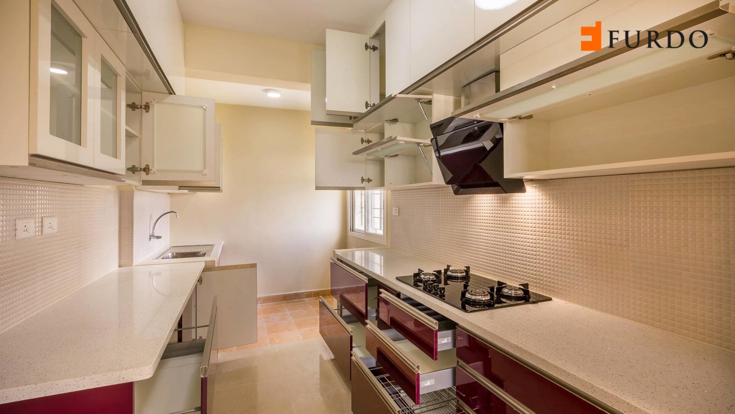 KItchen With Cabinets And White Marble Top by Furdo.com Modular-kitchen Modern | Interior Design Photos & Ideas