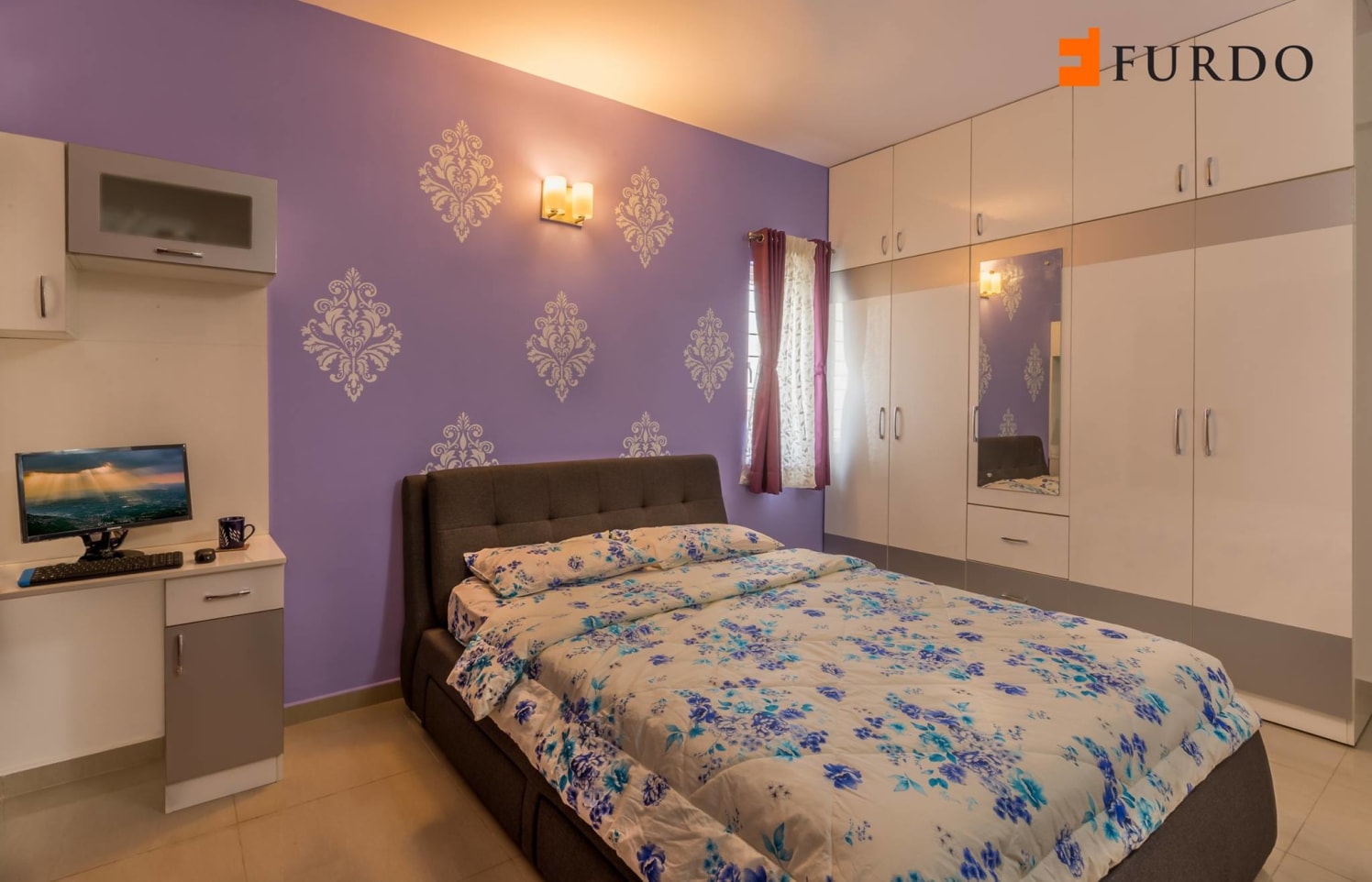 Bedroom With Wooden Wardrobe And Wall Art by Furdo.com Bedroom Modern | Interior Design Photos & Ideas
