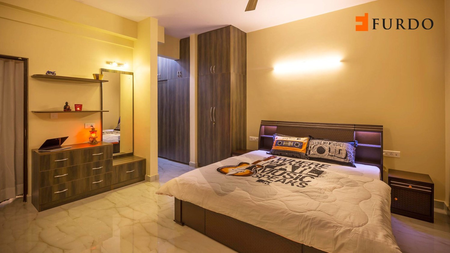 Bedroom With Marble Flooring by Furdo.com Bedroom Contemporary | Interior Design Photos & Ideas