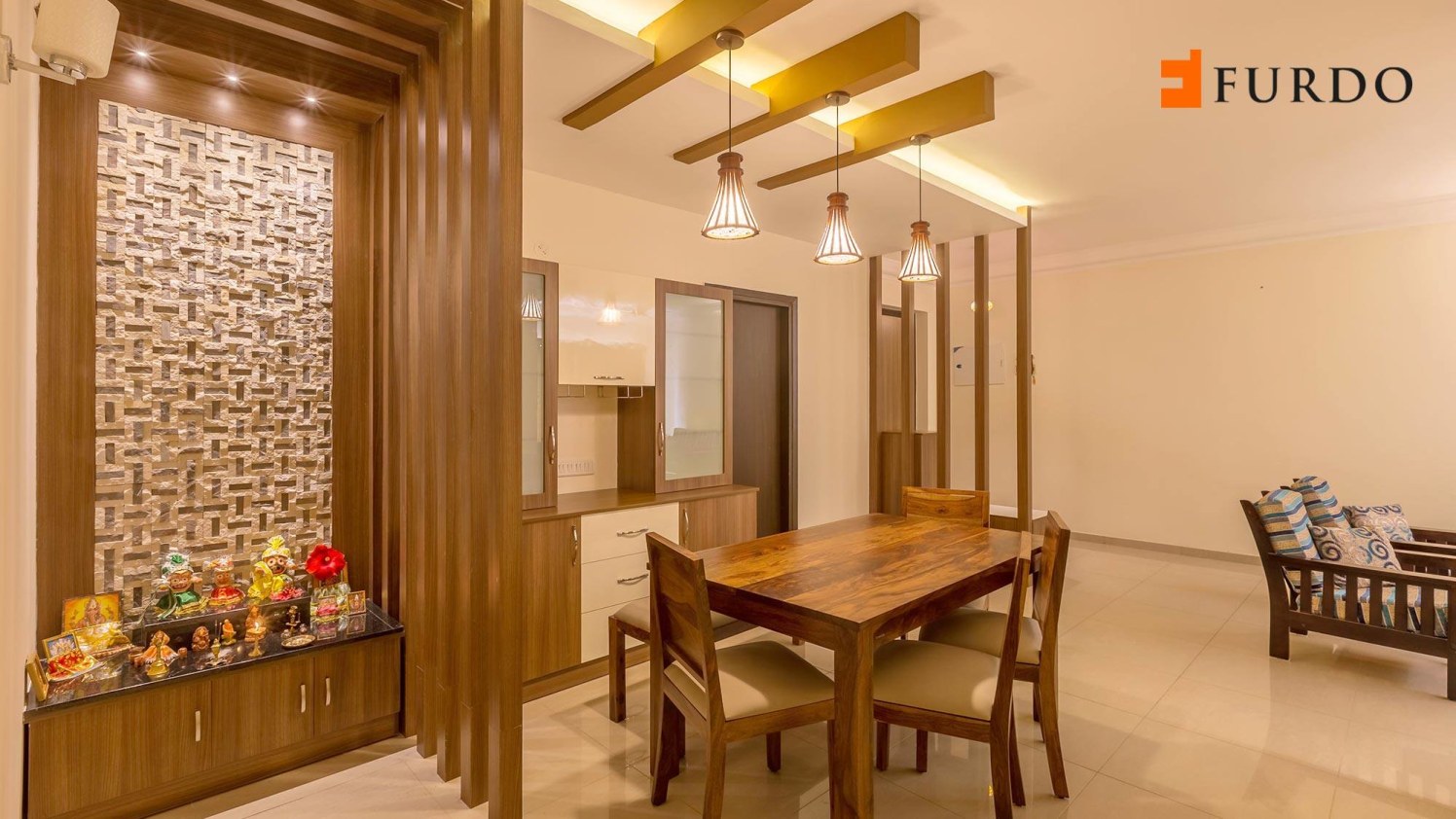 Dining Room With Wooden Work by Furdo.com Dining-room Modern | Interior Design Photos & Ideas