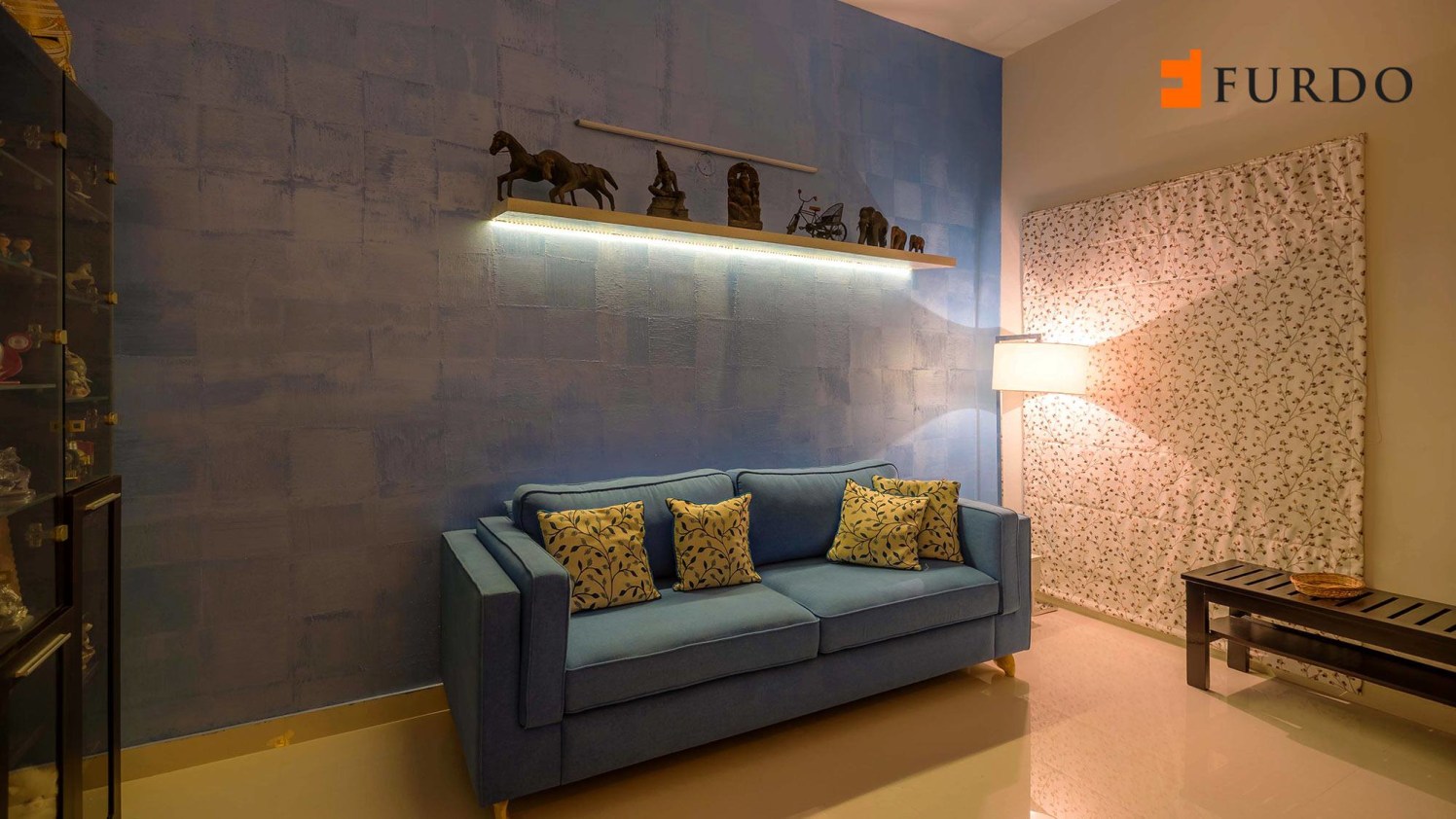 Living Room With Blue Shade Sofa And Wall Art by Furdo.com Living-room Contemporary | Interior Design Photos & Ideas