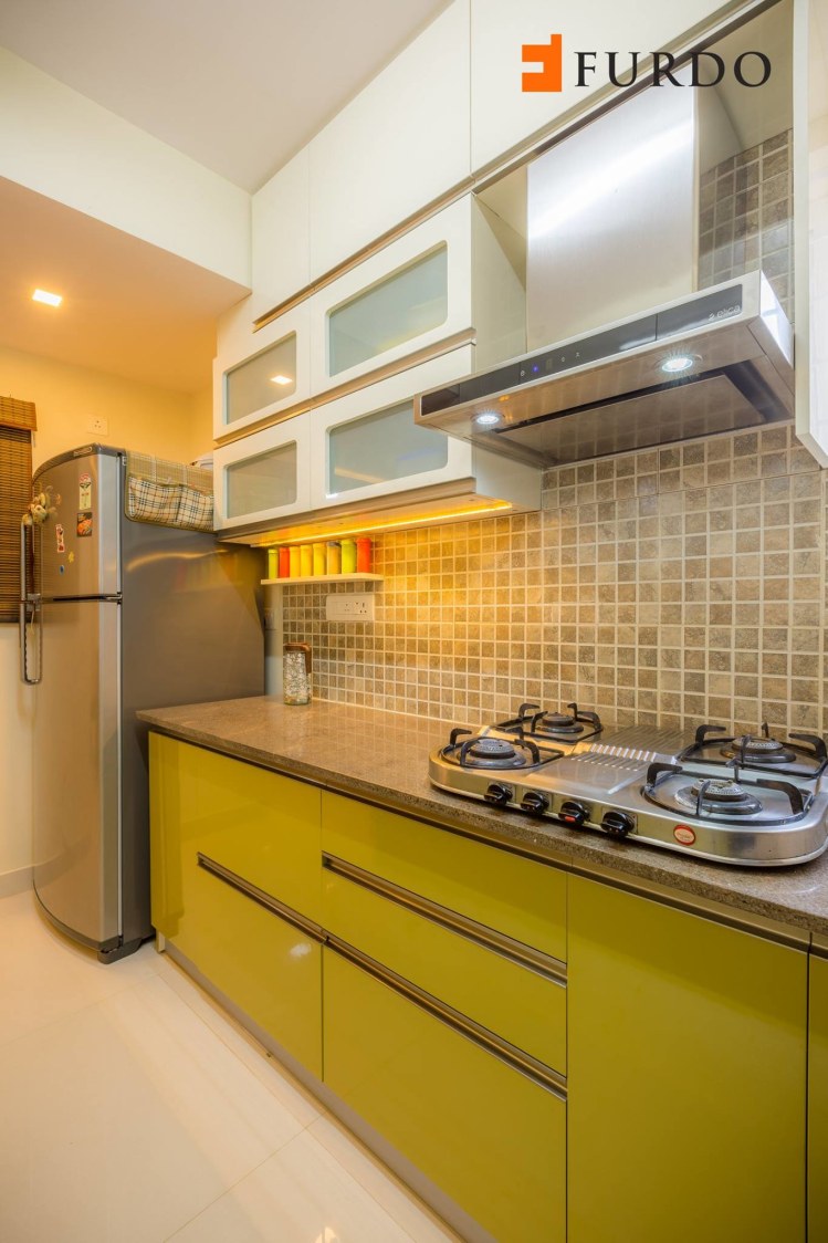 Kitchen With Square Tiles by Furdo.com Modular-kitchen Modern | Interior Design Photos & Ideas