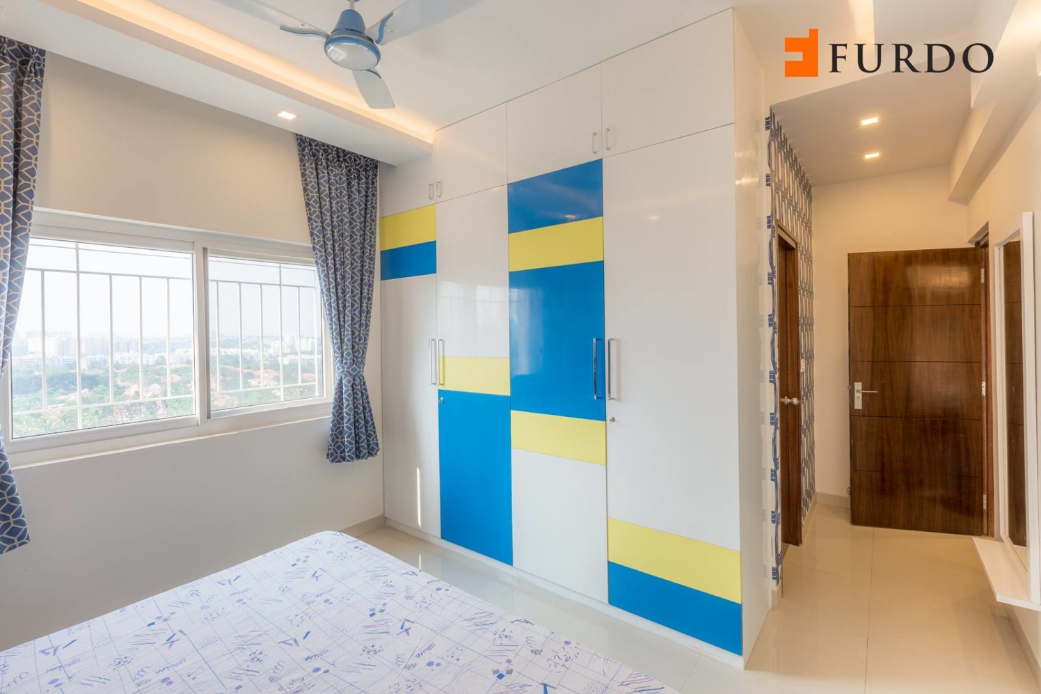 Kids Bedroom With Colorful Wardrobe by Furdo.com Bedroom Modern | Interior Design Photos & Ideas