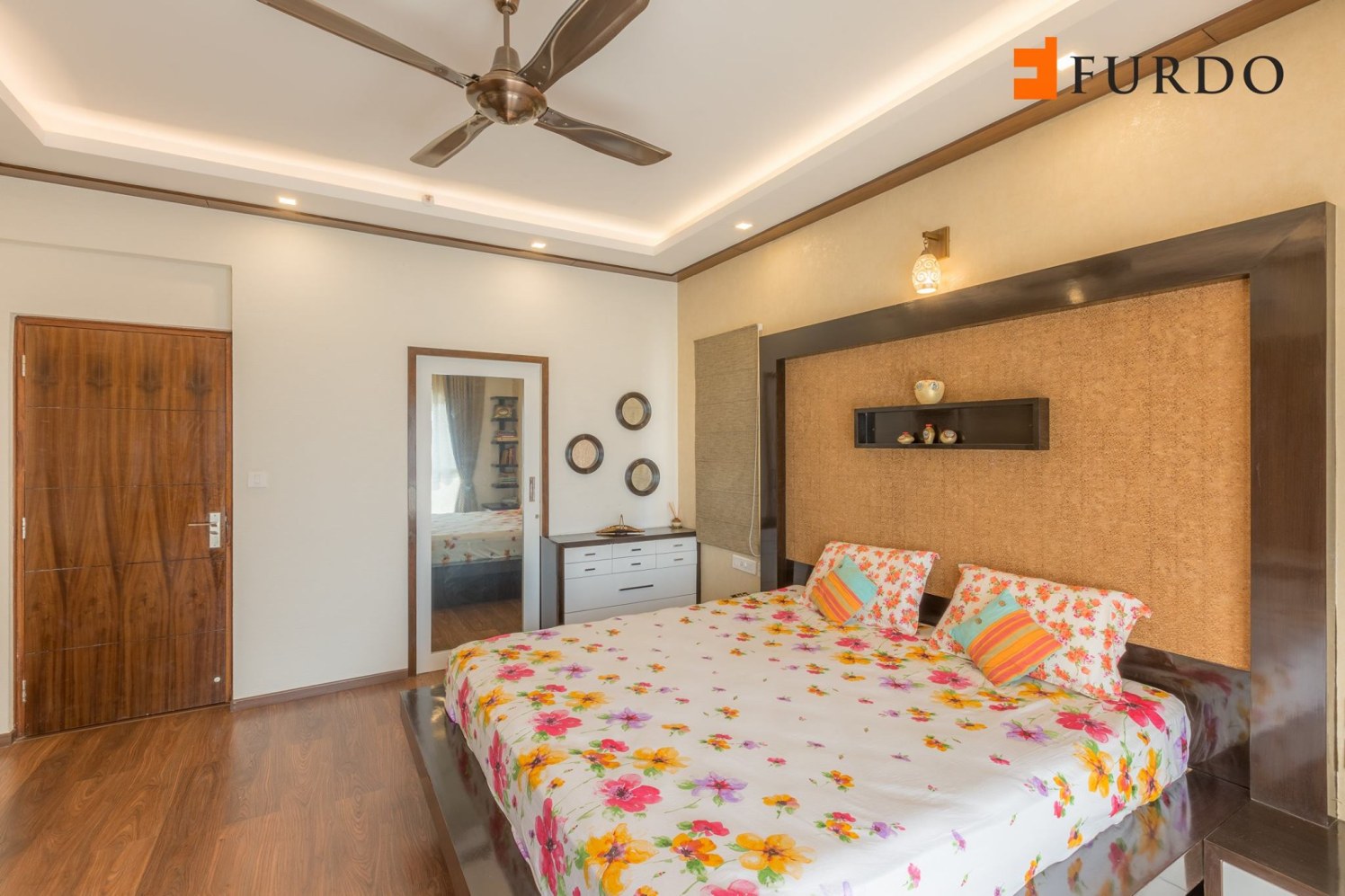 Bedroom With Wooden Flooring And Modern False Ceiling by Furdo.com Bedroom Contemporary | Interior Design Photos & Ideas