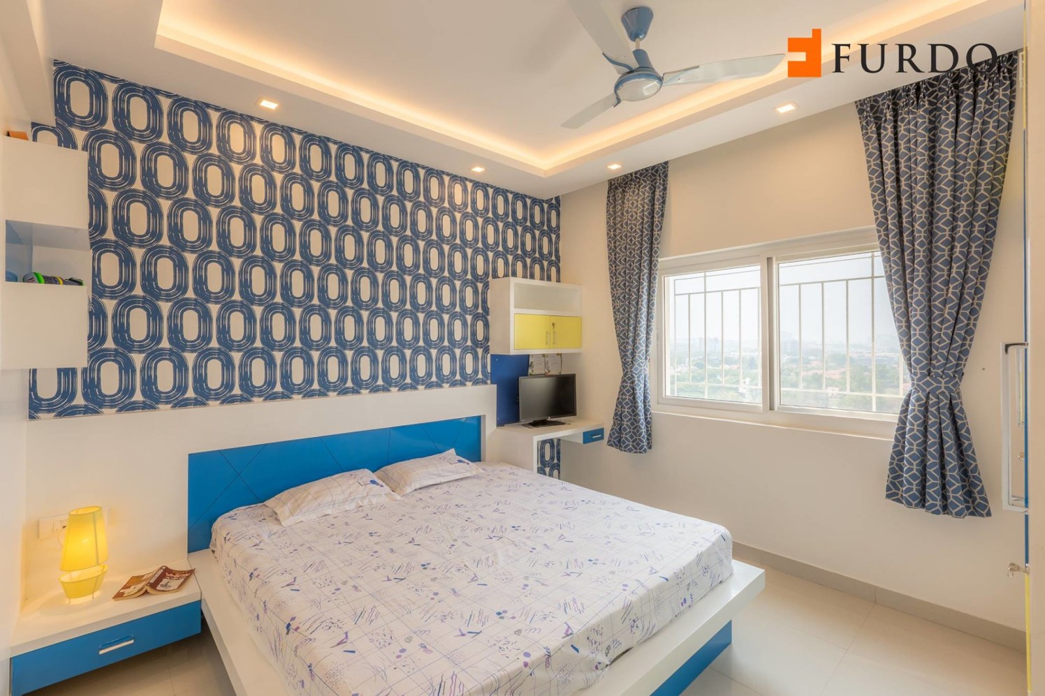 Kids Bedroom With Wall Art And Flase Ceiling by Furdo.com Bedroom Contemporary | Interior Design Photos & Ideas