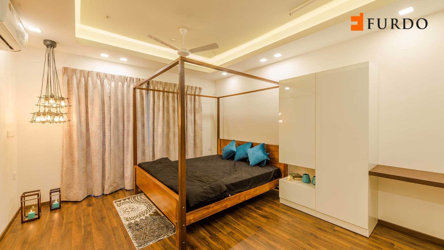 Bedroom With Wooden Flooring And Modern False Ceiling by Furdo.com Bedroom Modern | Interior Design Photos & Ideas