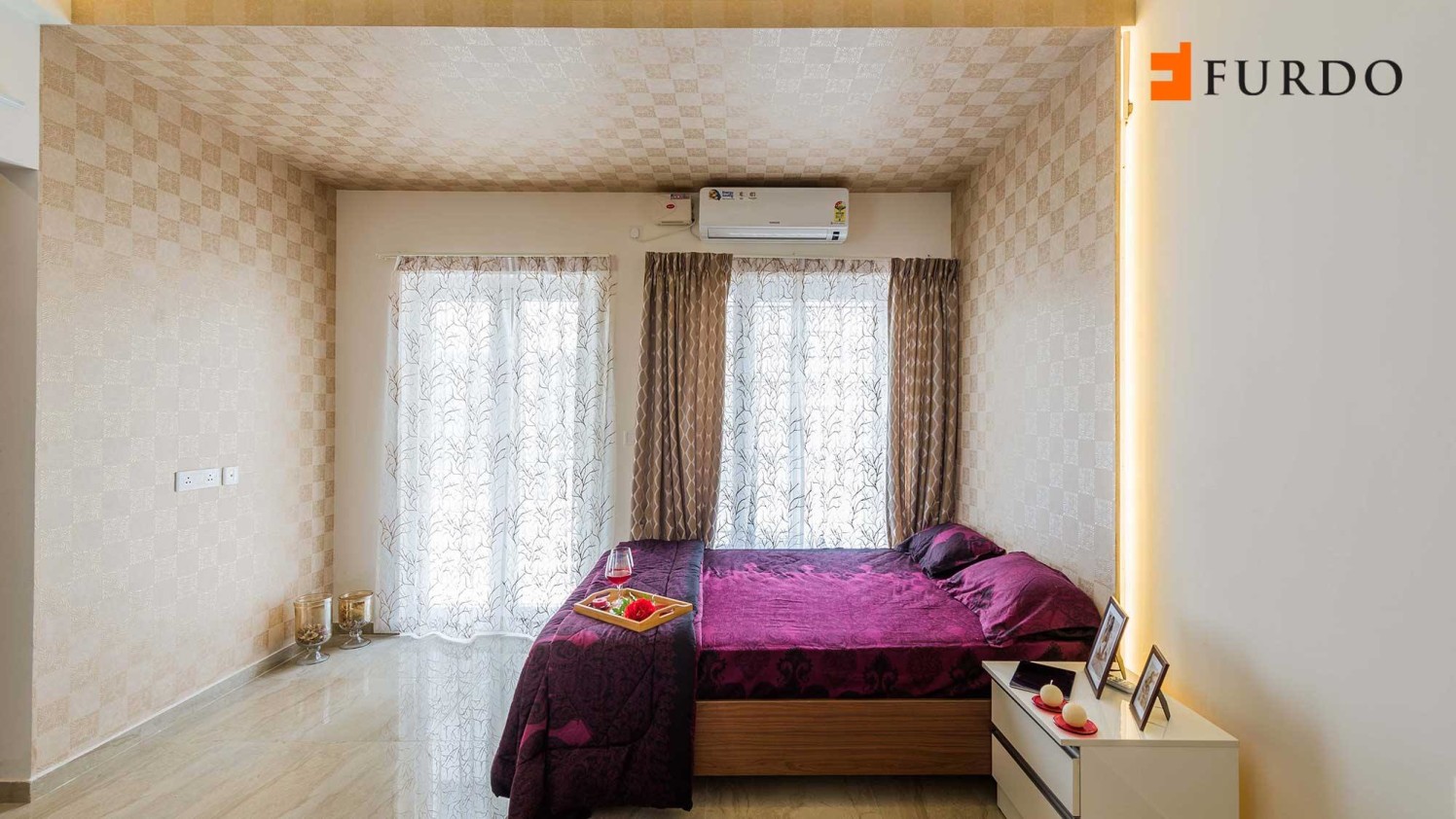 Bedroom With Artistic Wall Lighting by Furdo.com Bedroom Contemporary | Interior Design Photos & Ideas