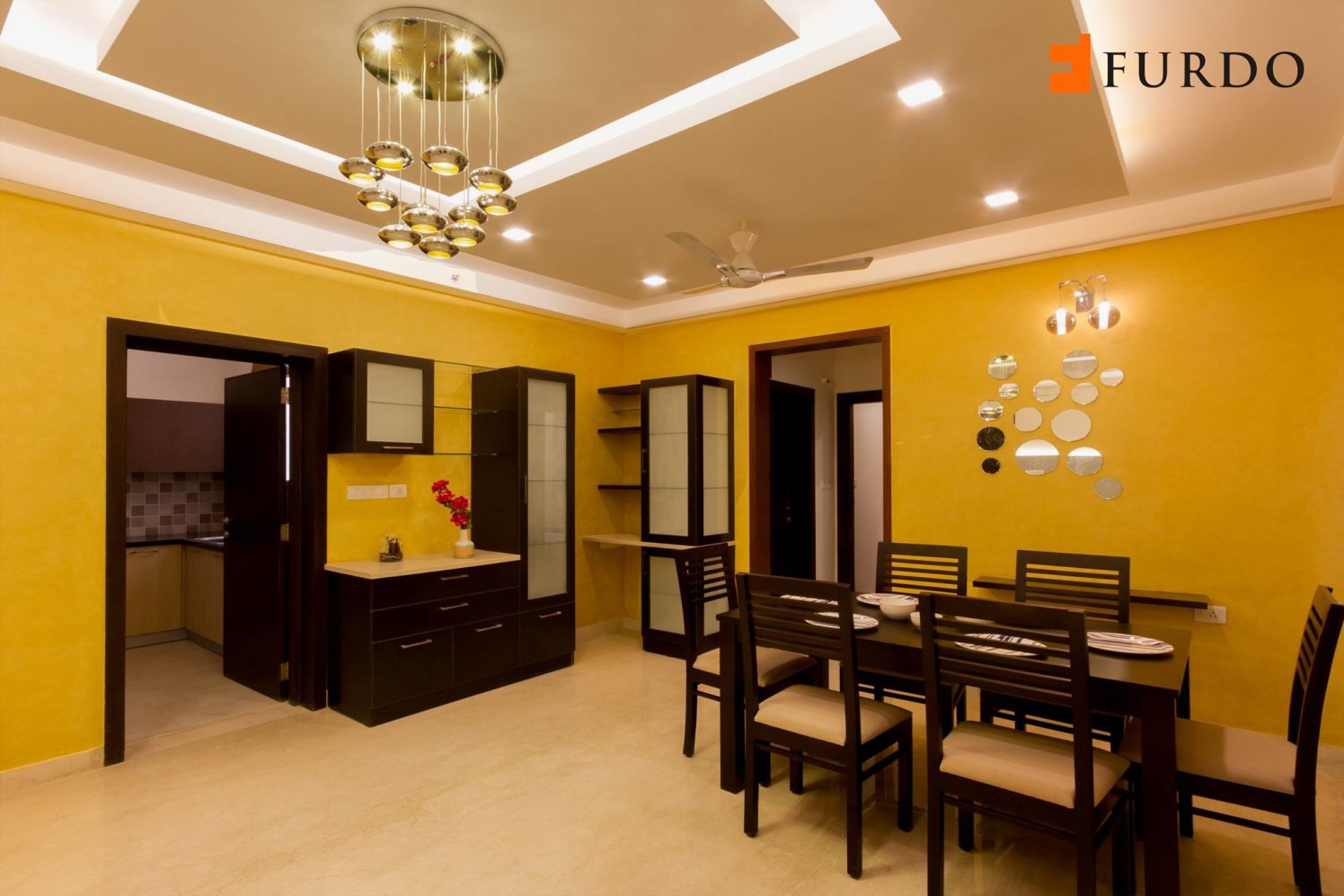 Dining Room With Artistic False Ceiling by Furdo.com Dining-room Modern | Interior Design Photos & Ideas