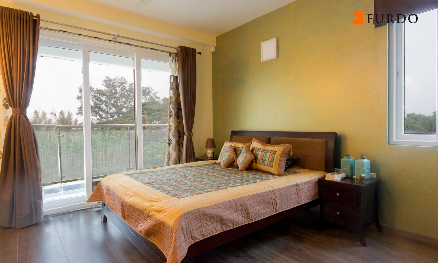 Bedroom With Wooden Flooring And Outside View by Furdo.com Bedroom Contemporary | Interior Design Photos & Ideas