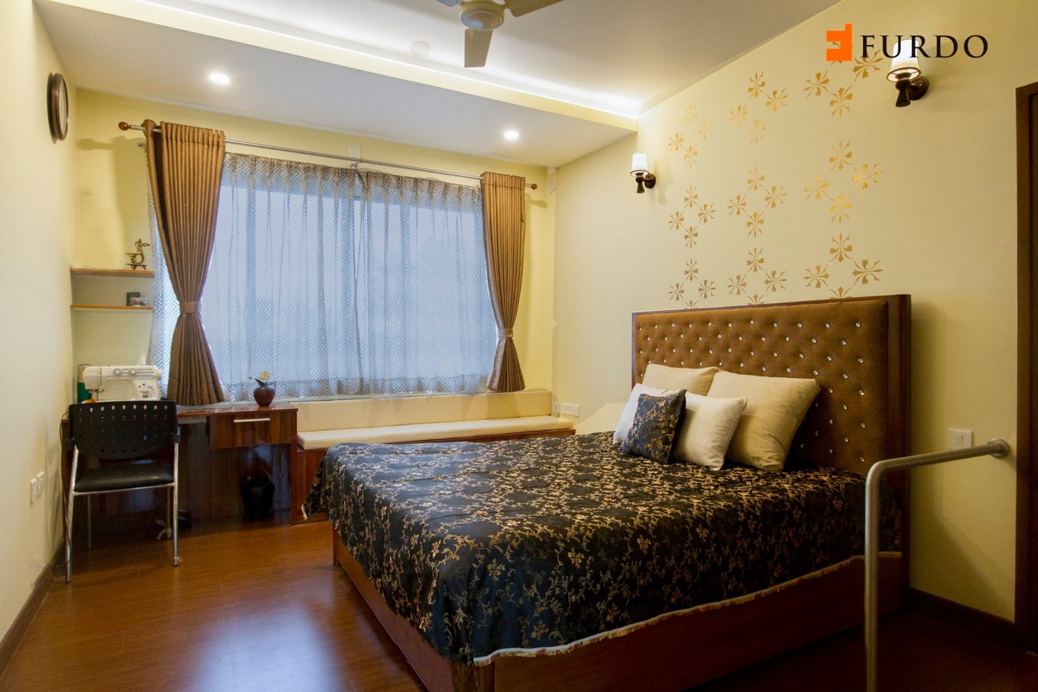 Bedroom With Wooden Flooring And Wall Art by Furdo.com Bedroom Contemporary | Interior Design Photos & Ideas