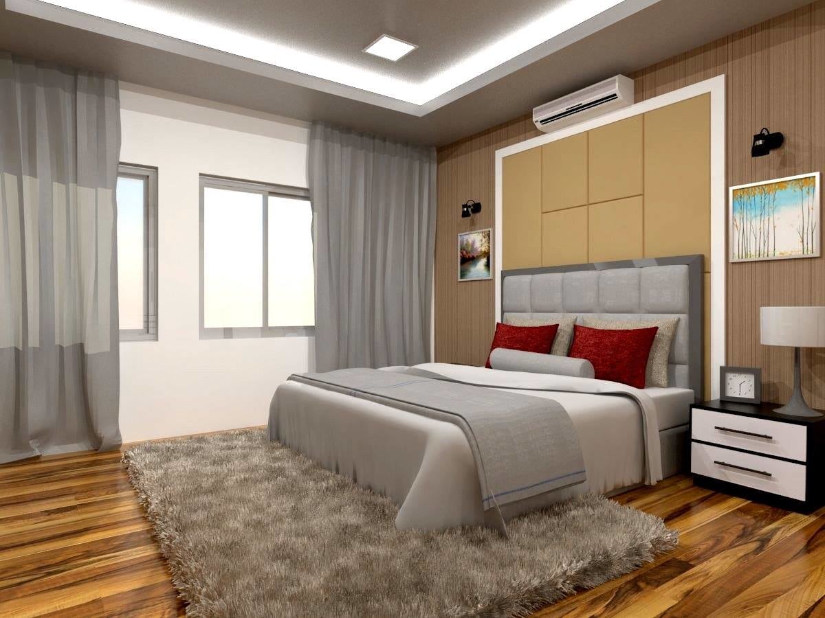 Gainsboro Themed Master Bedroom with Modern Rug by Regalias Interiors Bedroom Modern | Interior Design Photos & Ideas