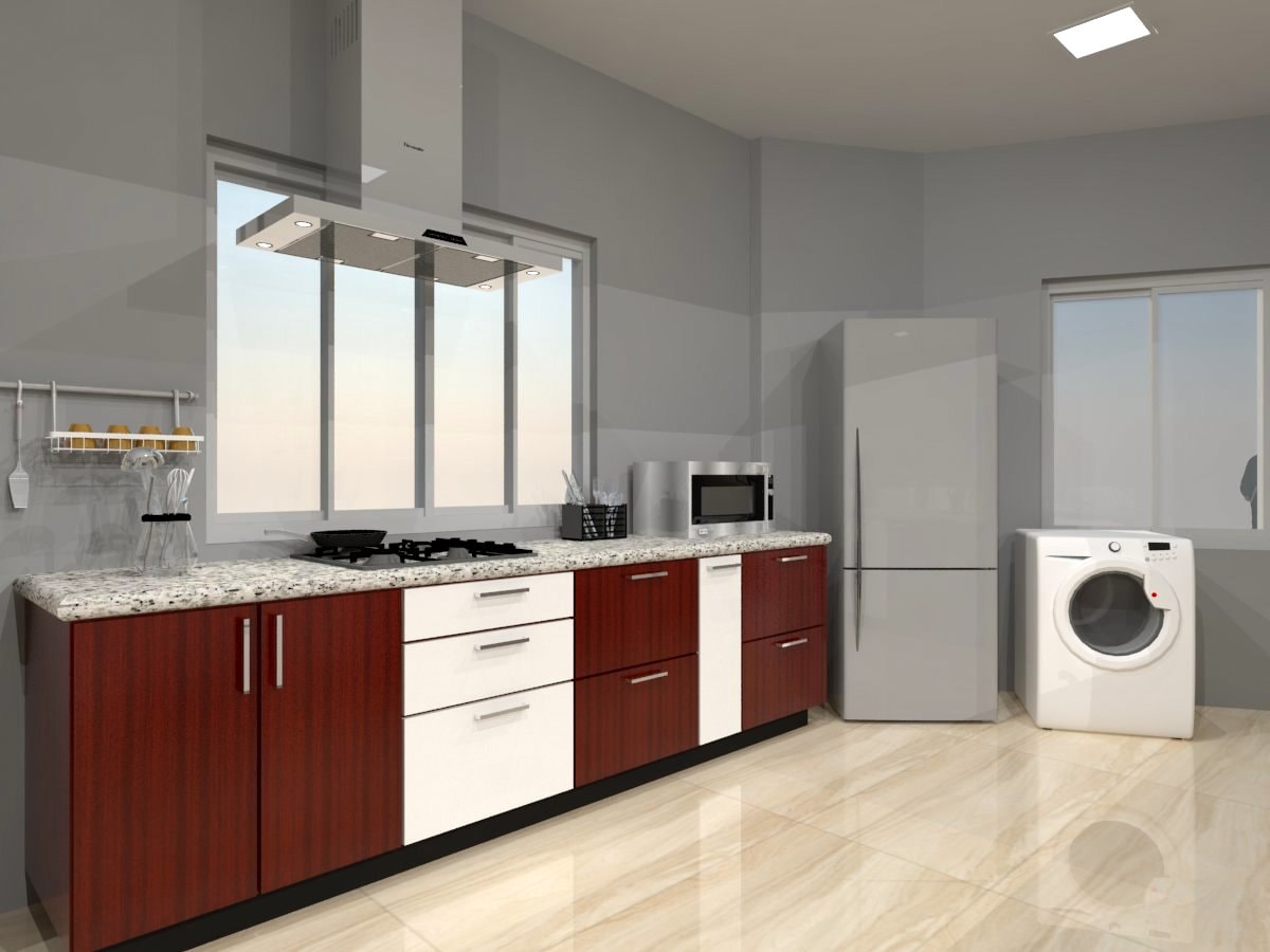 Quartz Counter Top Modern Modular Kitchen by Regalias Interiors Modular-kitchen Modern | Interior Design Photos & Ideas