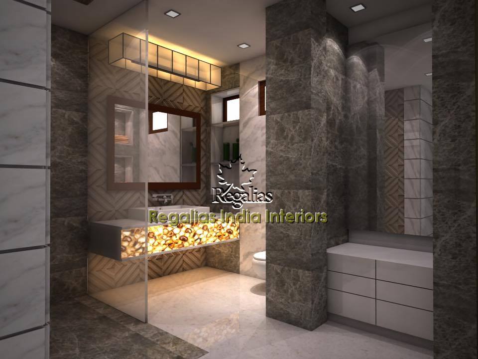 Bathroom With Limestone Walls by Regalias Interiors Bathroom Modern | Interior Design Photos & Ideas