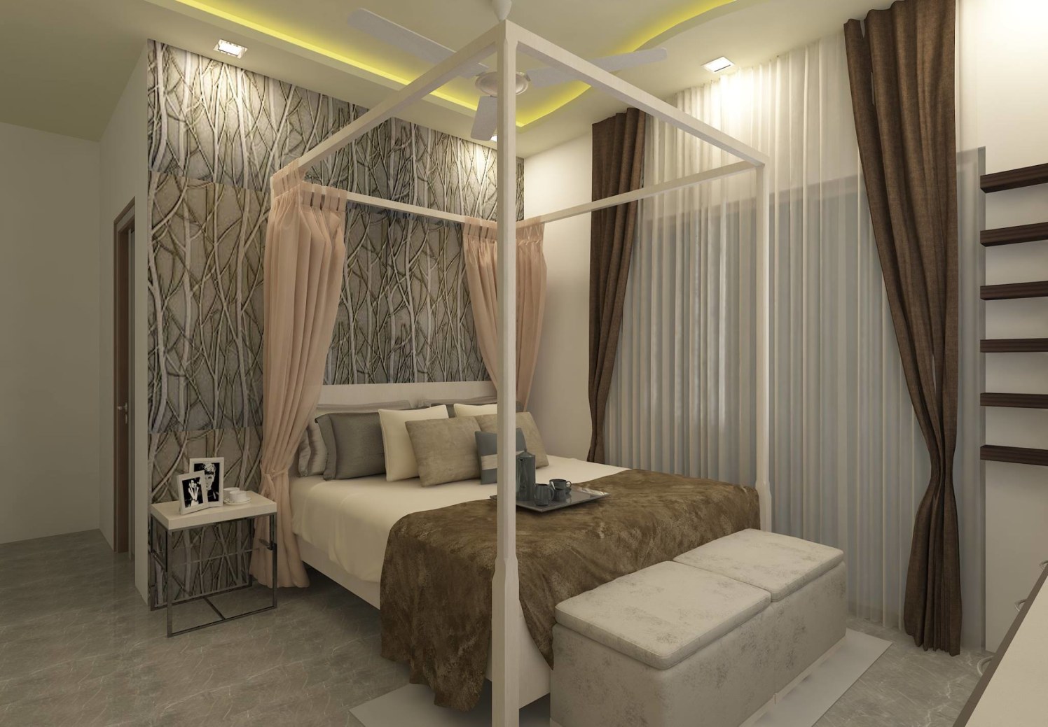 Brown Shaded Bedroom With Wall Art by Regalias Interiors Bedroom Contemporary | Interior Design Photos & Ideas