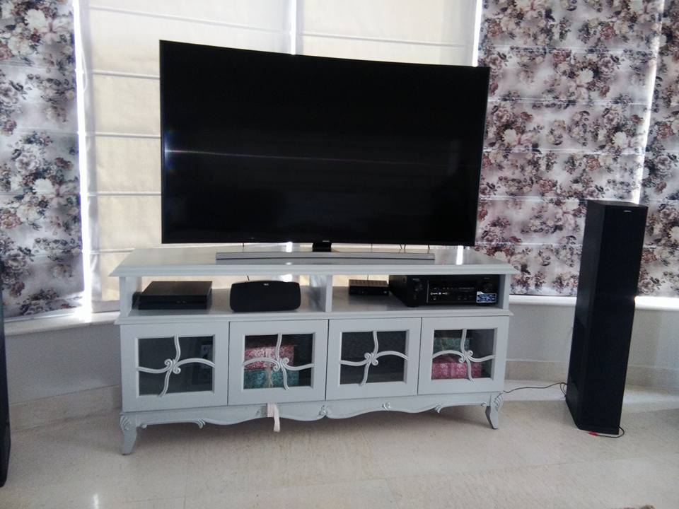 3-D Effect Wallpaper TV Cabinet by Infurn Designs Living-room Modern | Interior Design Photos & Ideas