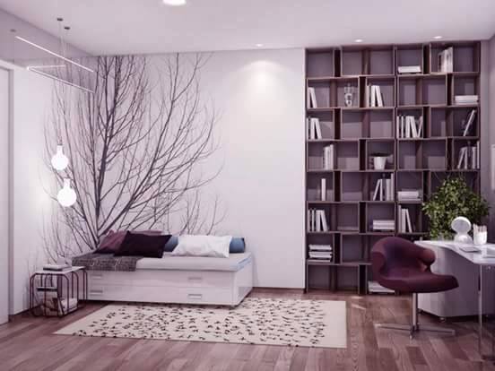Bedroom With Small Storage Bed And Book Shelf by HOC Designarch Bedroom Contemporary | Interior Design Photos & Ideas
