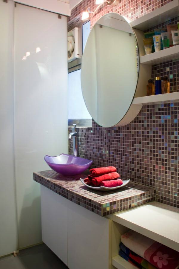 Bathroom With Round Mirror by HOC Designarch Bathroom Contemporary | Interior Design Photos & Ideas