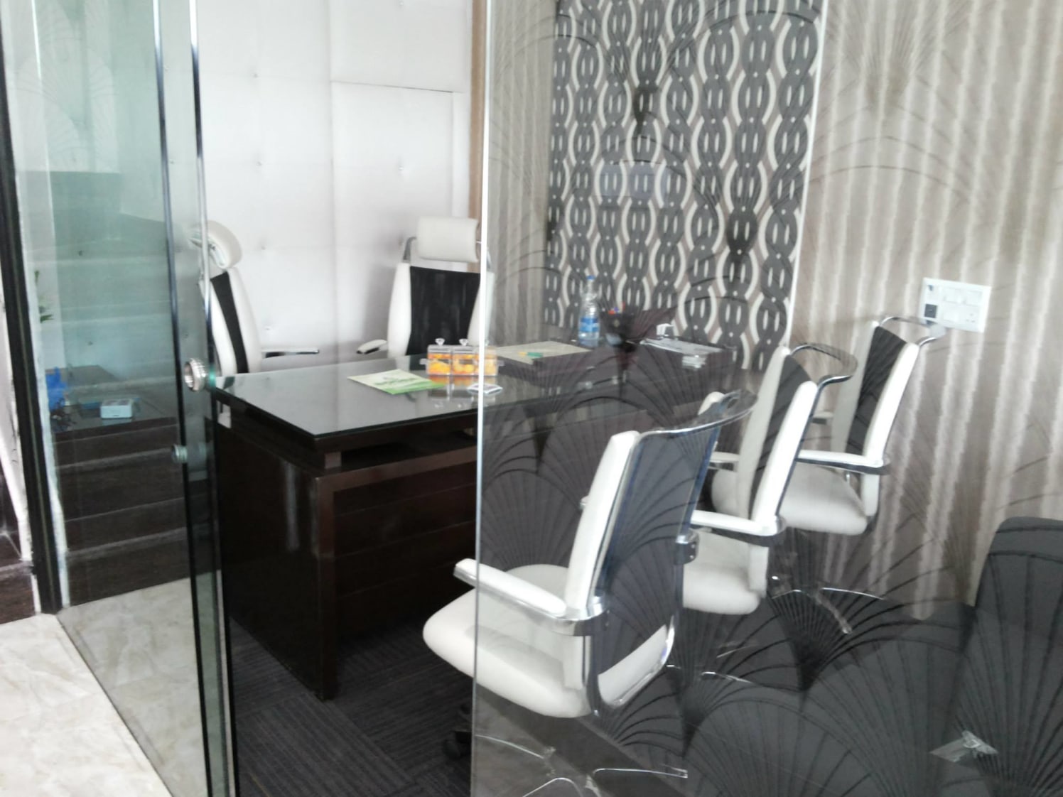 Meeting Room With Patterned Tiles by HOC Designarch Contemporary | Interior Design Photos & Ideas