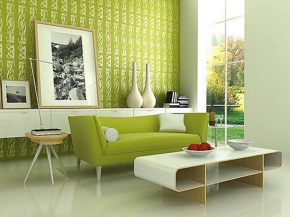 Olive Green Living Room With Green Mid Century Sofa by HOC Designarch Living-room Contemporary | Interior Design Photos & Ideas