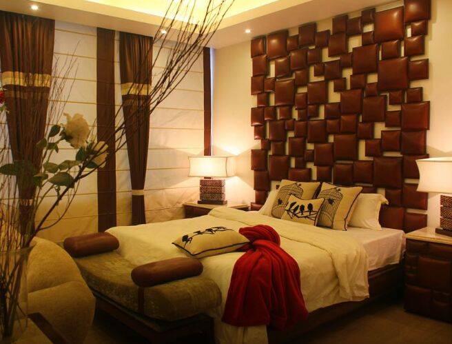 Bedroom With Wooden Geometrical Designs by HOC Designarch Bedroom Contemporary | Interior Design Photos & Ideas
