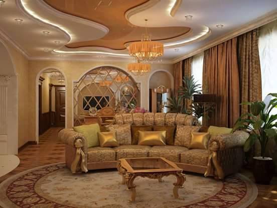 Living Room With Traditional Golden Sofa by HOC Designarch Living-room Traditional | Interior Design Photos & Ideas