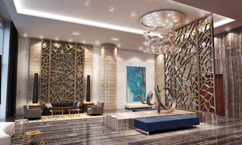 Living Space With Planetary String Lights by HOC Designarch Living-room Contemporary | Interior Design Photos & Ideas