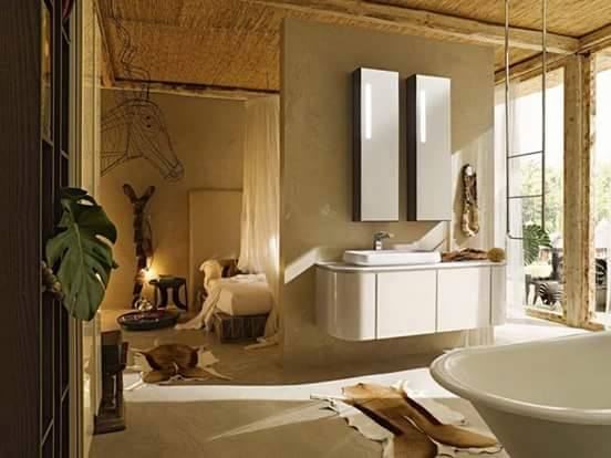 Bathroom With White Cabinets And Animal Floor Carpet by HOC Designarch Bathroom Contemporary | Interior Design Photos & Ideas