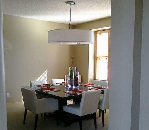 Dining Table With White Cushioned Chair And Drum Chandelier by HOC Designarch Dining-room Contemporary | Interior Design Photos & Ideas