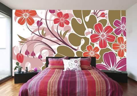Bedroom With Floral Printed Wall by HOC Designarch Bedroom Contemporary | Interior Design Photos & Ideas