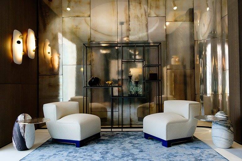 White Cushioned Chair And Blue Carpet For Living Room by HOC Designarch Living-room Contemporary | Interior Design Photos & Ideas
