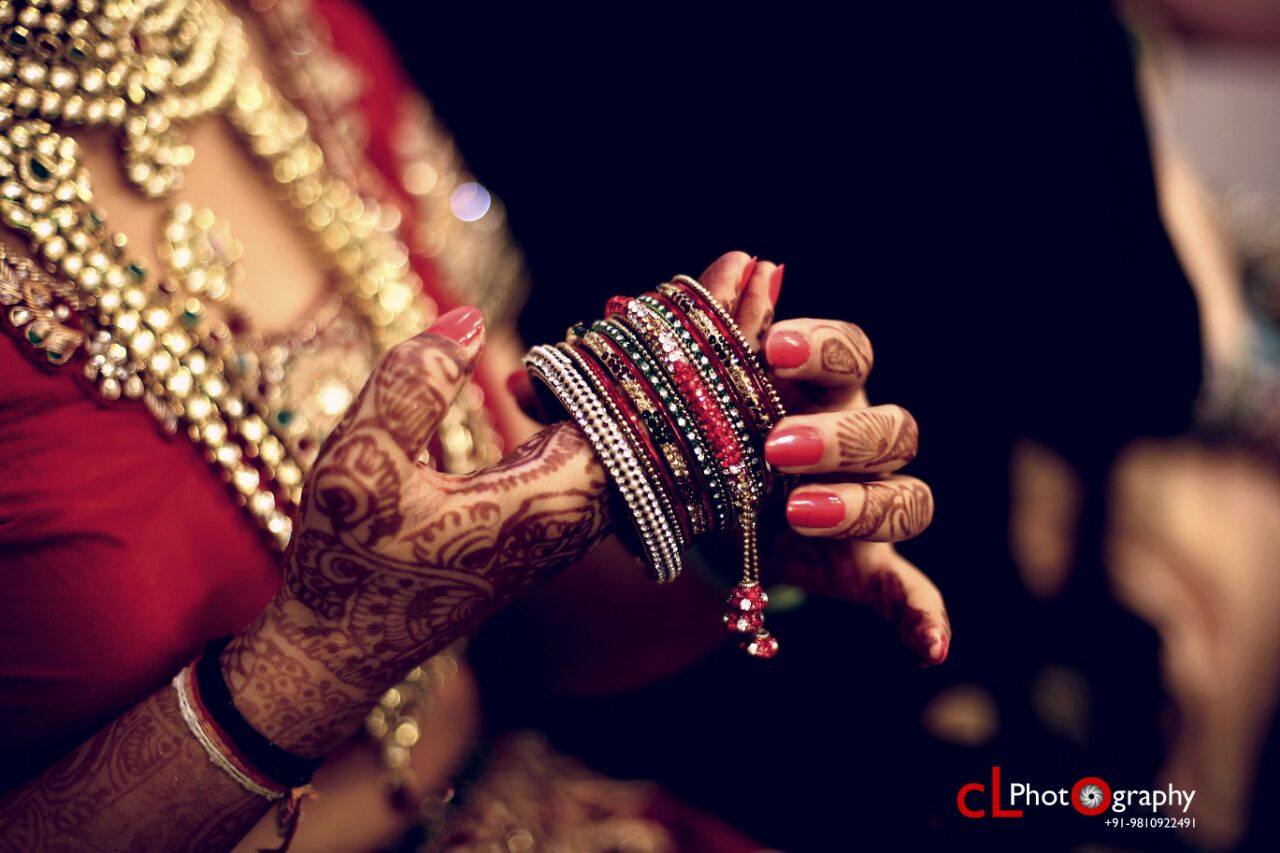 Red Bridal Bangles With Multi-Colored Stones And Small Danglers by CL Photography Bridal-jewellery-and-accessories | Weddings Photos & Ideas