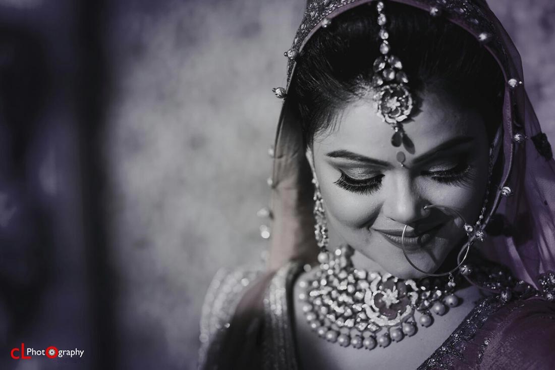 Black And White Shot Of Bride Featuring Her Exquisite Kundan And PolkiJewellery by CL Photography Wedding-photography | Weddings Photos & Ideas