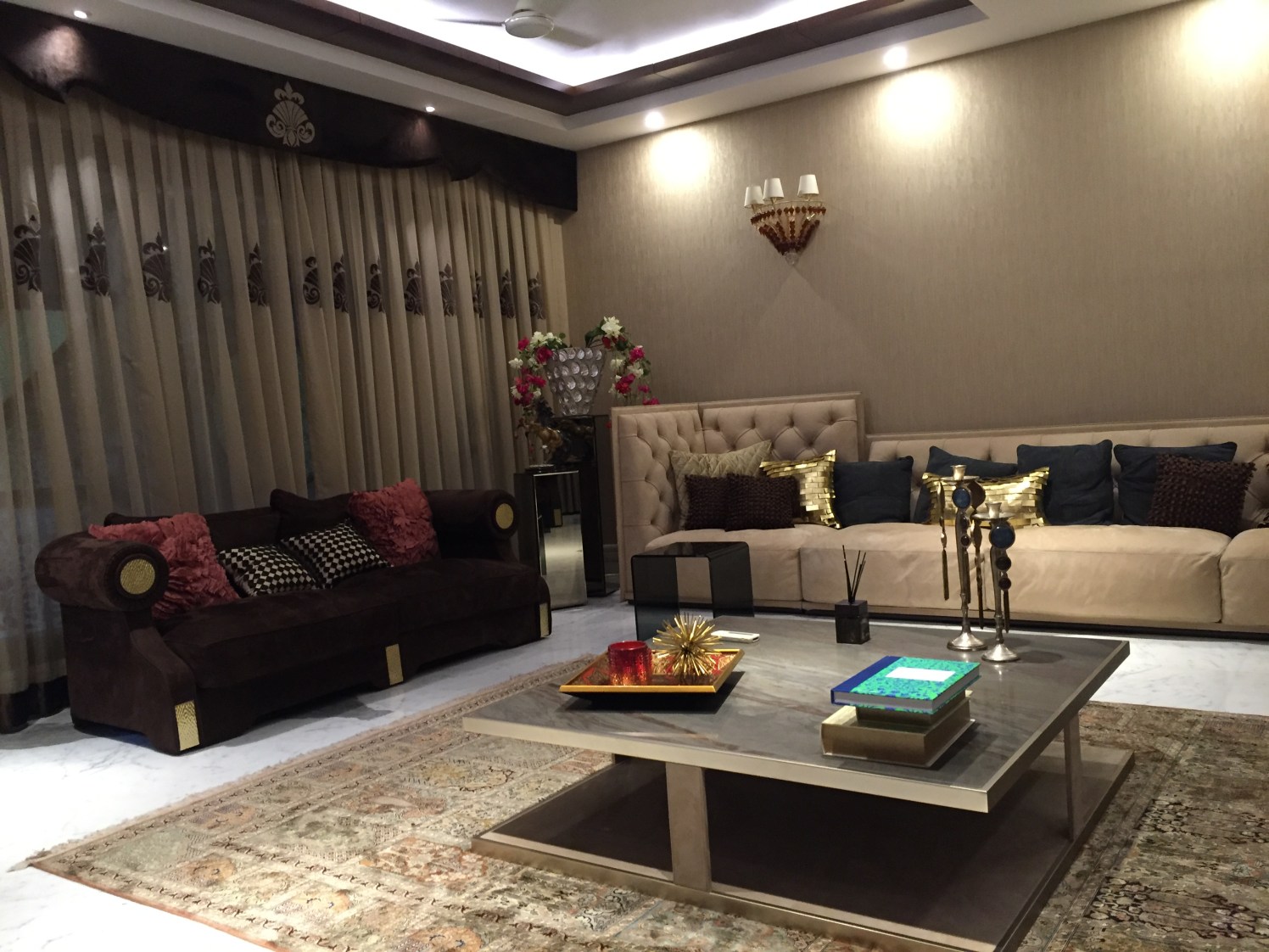 Beige themed Traditional Living Room With Sectional Sofa by Tarique Anwar Living-room Traditional | Interior Design Photos & Ideas